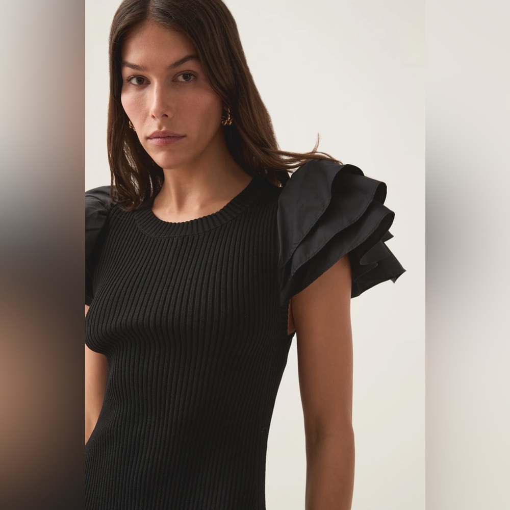 Aje. Questa Puff Mini Dress black (size small) NWT - Picture 3 of 8